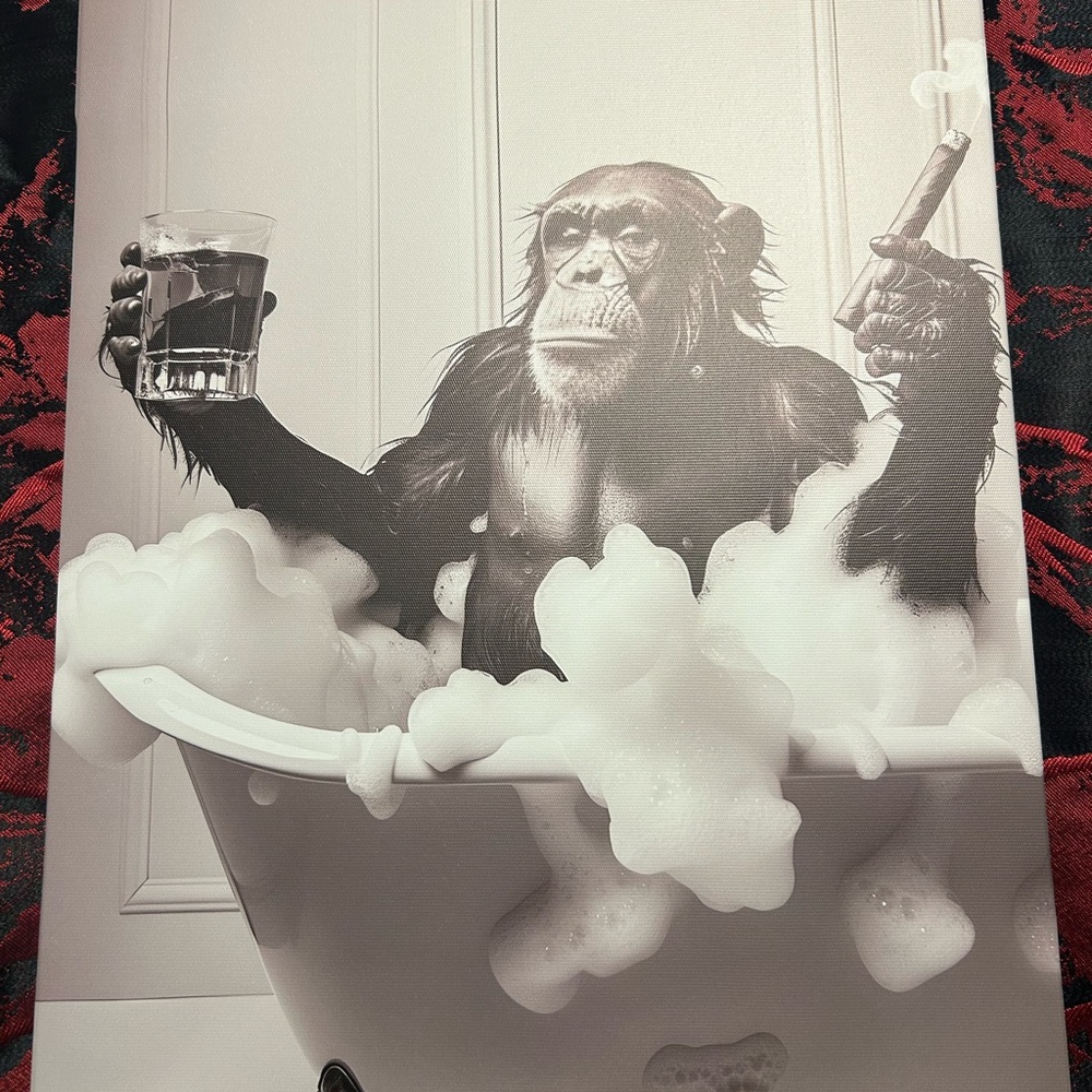 Monkey Bathtub Art Print